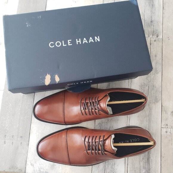 NWT - Cole Haan British Tan Men's Modern Essential Cap Toe Oxford Shoe – Size 13 - Picture 1 of 5